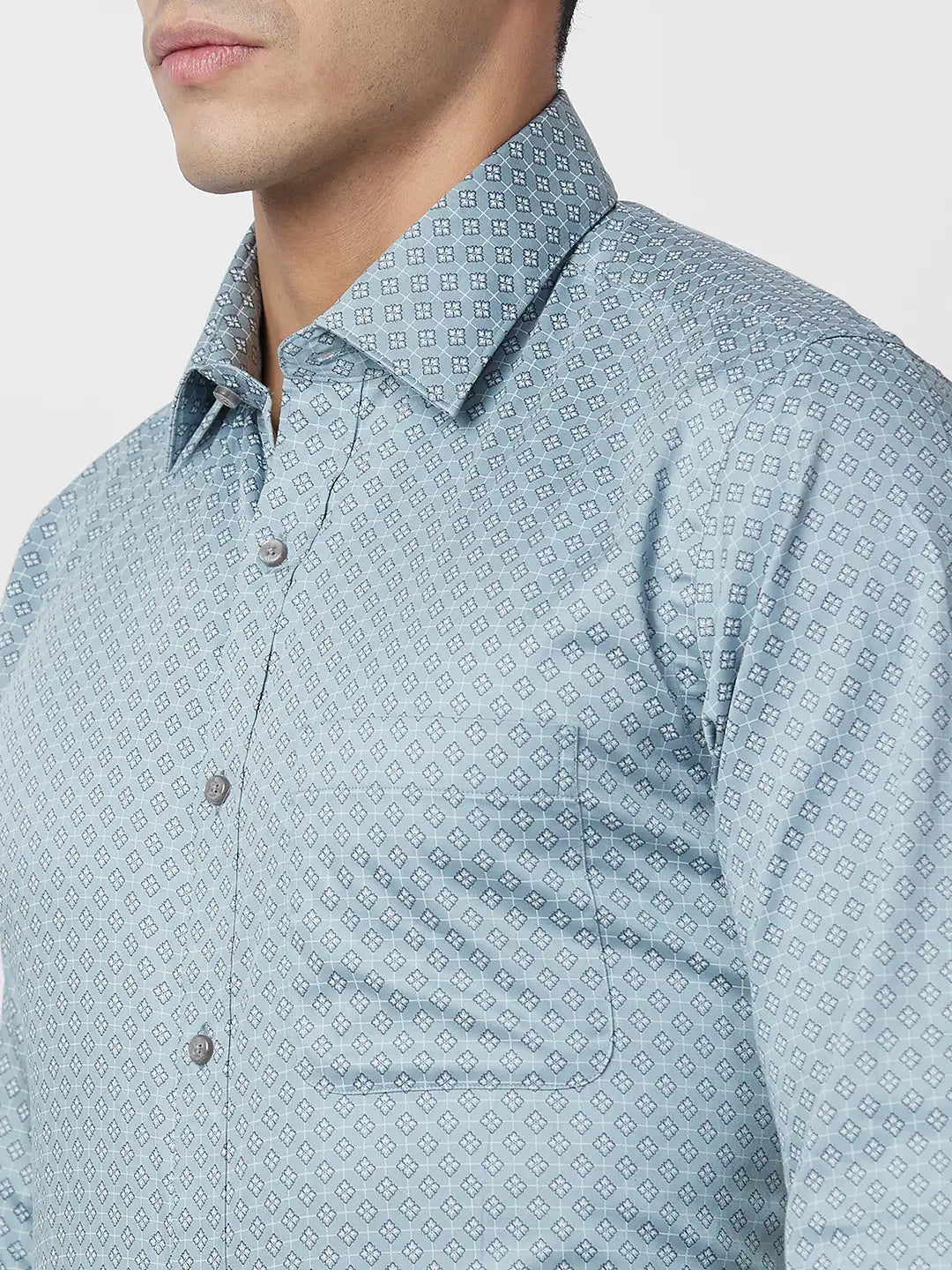 Raymond Men Blue Structure Slim Fit Cotton Shirt