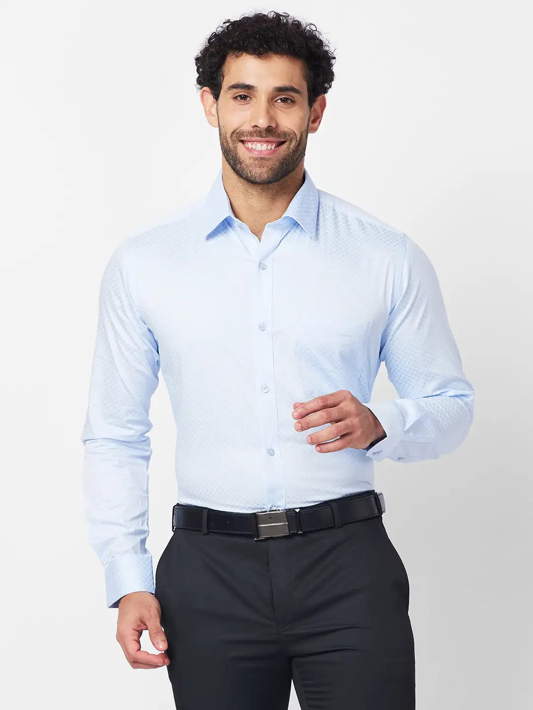 Raymond Men Blue Structure Slim Fit Cotton Shirt