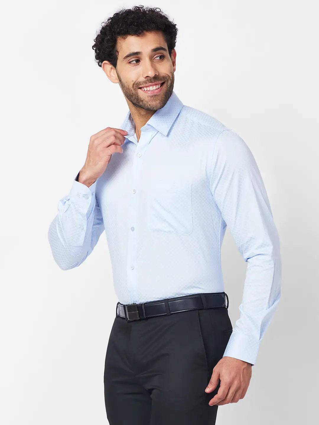 Raymond Men Blue Structure Slim Fit Cotton Shirt