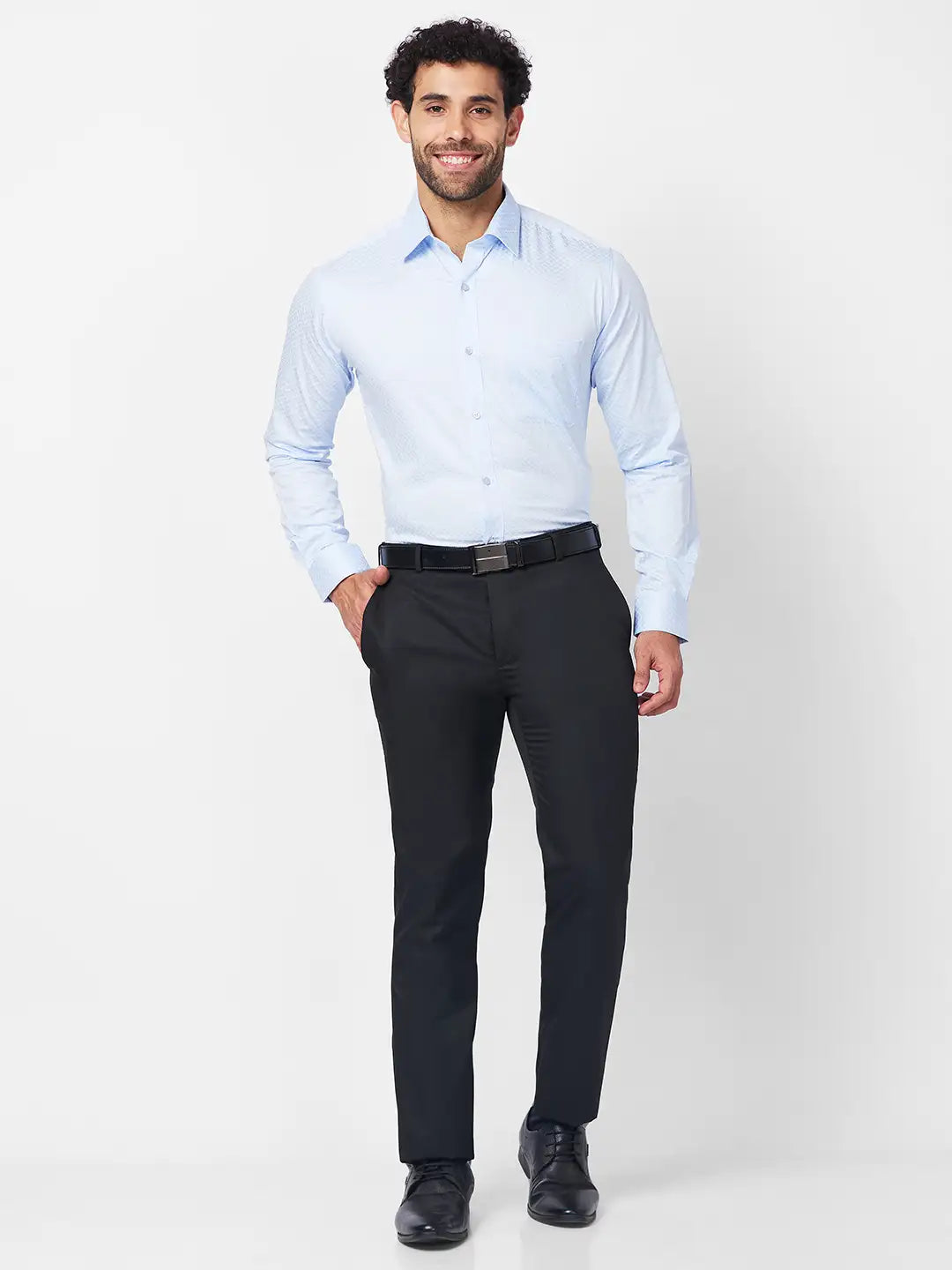 Raymond Men Blue Structure Slim Fit Cotton Shirt