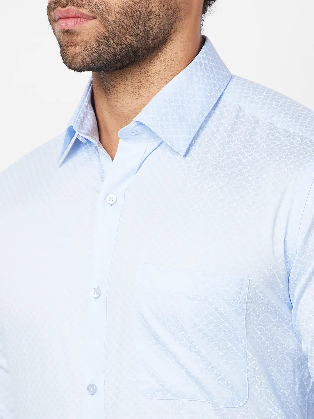 Raymond Men Blue Structure Slim Fit Cotton Shirt