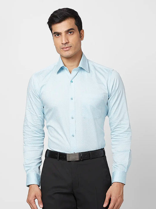Raymond Men Grey Structure Slim Fit Cotton Shirt