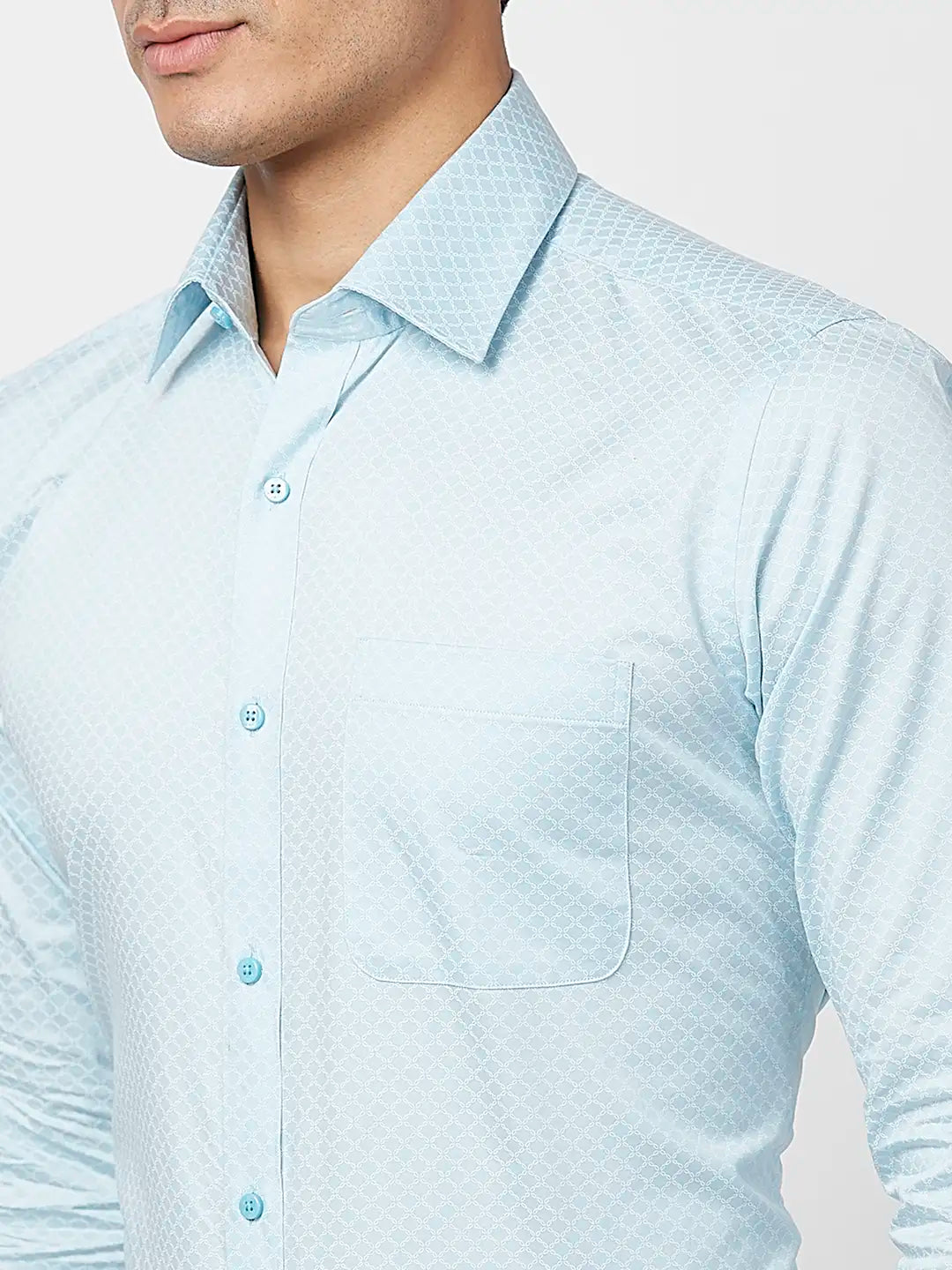 Raymond Men Grey Structure Slim Fit Cotton Shirt