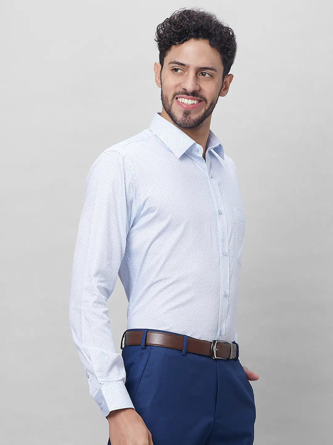 Raymond Men Violet Structure Slim Fit Cotton Shirts