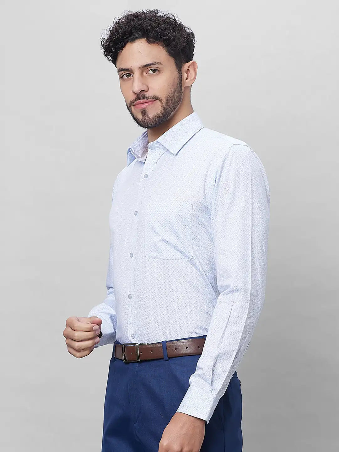 Raymond Men Violet Structure Slim Fit Cotton Shirts