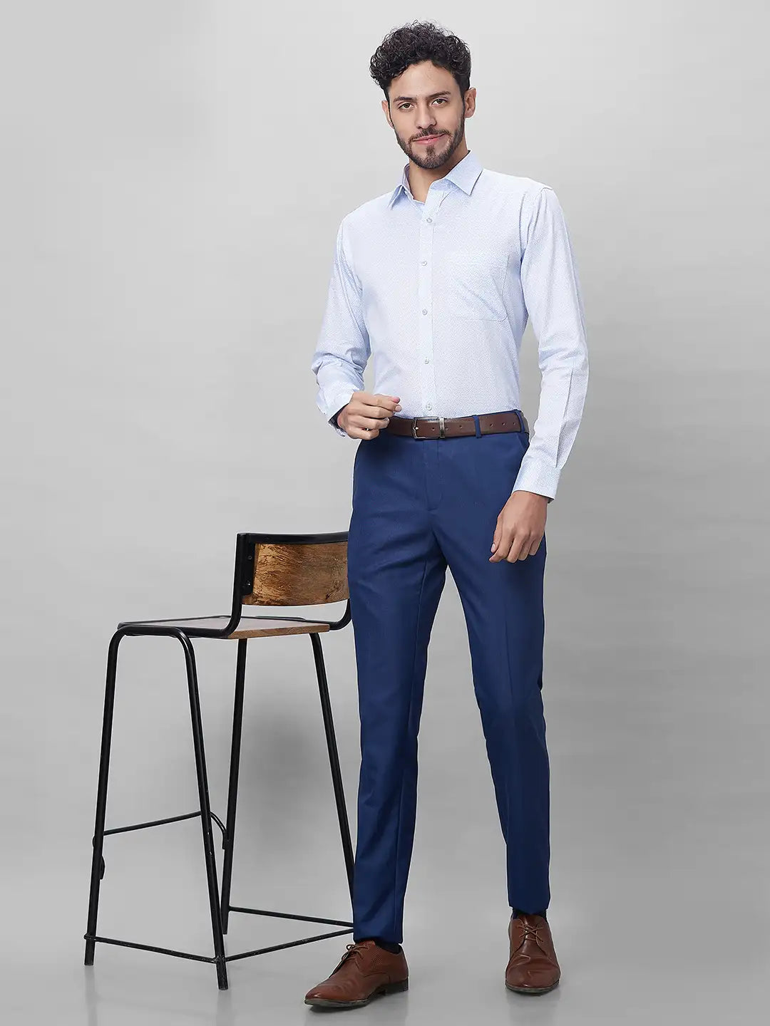 Raymond Men Violet Structure Slim Fit Cotton Shirts