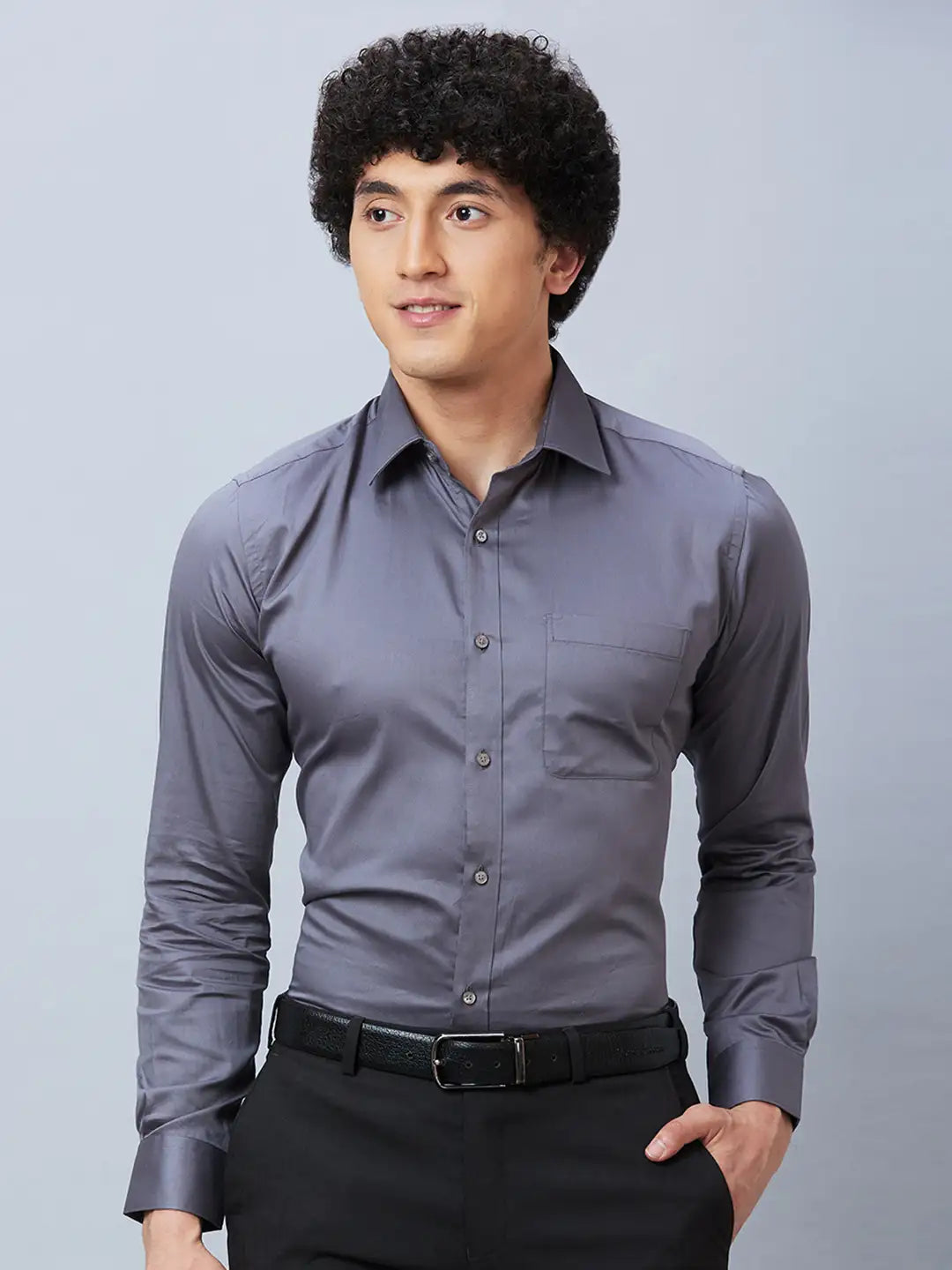 Raymond Men Black Structure Slim Fit Cotton Shirt