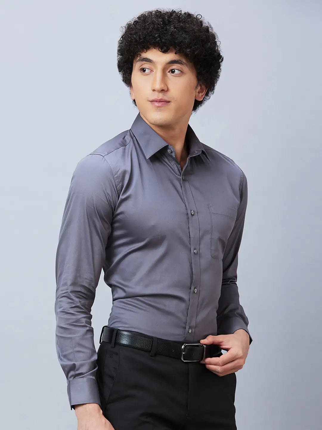 Raymond Men Black Structure Slim Fit Cotton Shirt