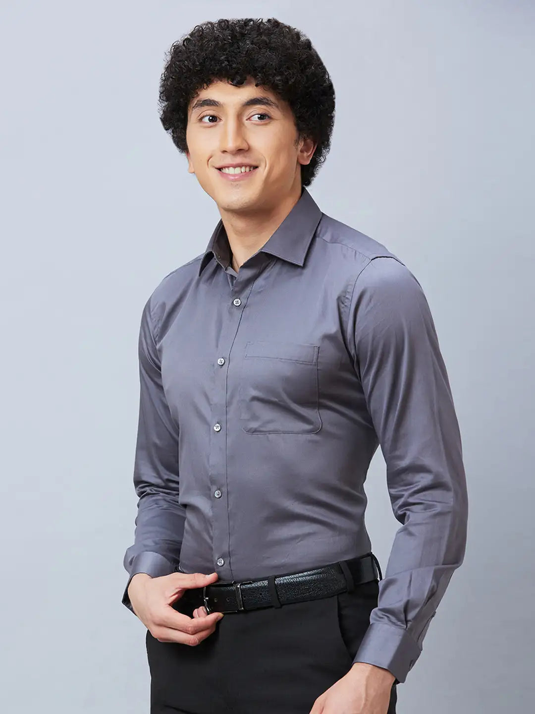 Raymond Men Black Structure Slim Fit Cotton Shirt