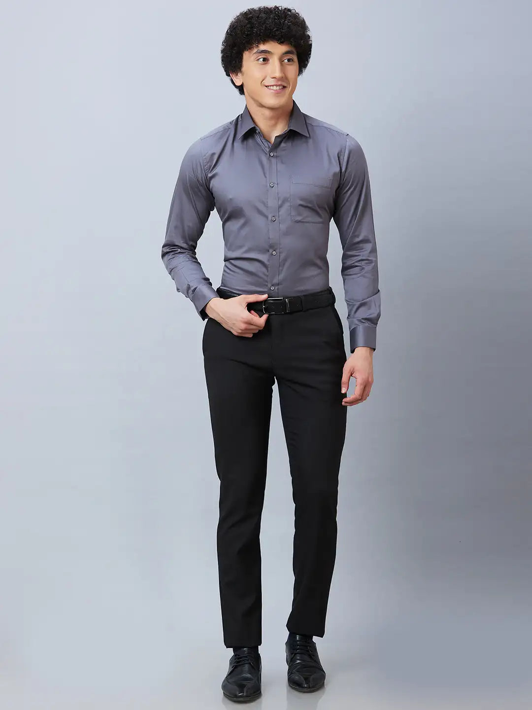 Raymond Men Black Structure Slim Fit Cotton Shirt
