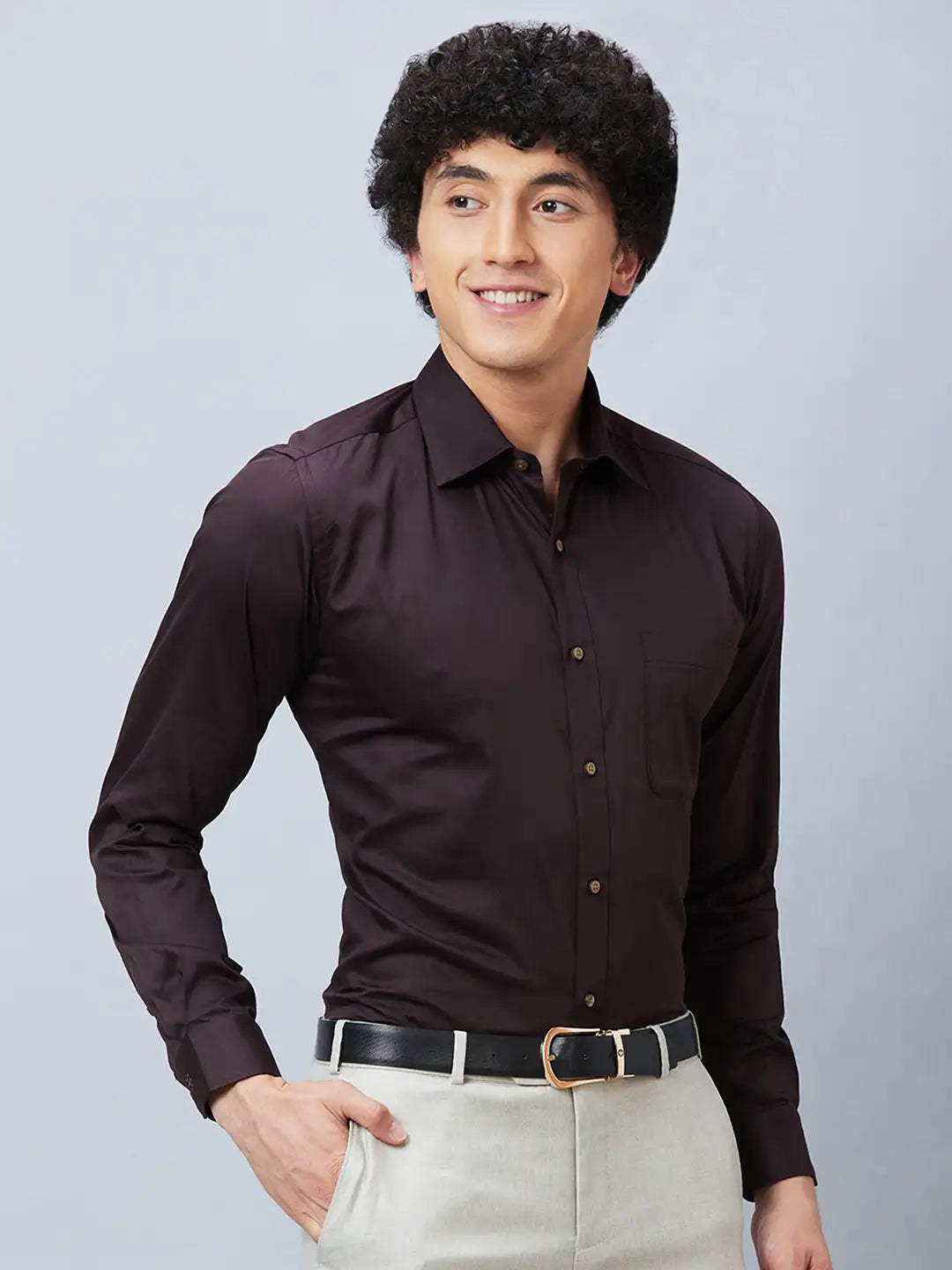 Raymond Men Grey Structure Slim Fit Cotton Shirt