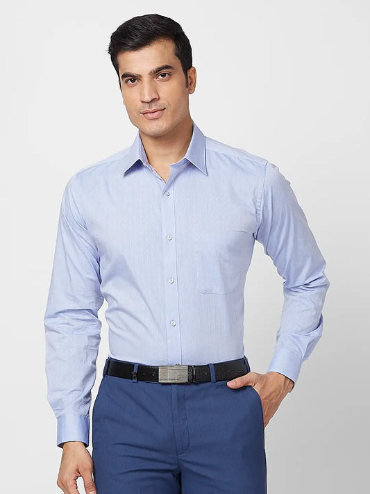 Raymond Men Blue Structure Slim Fit Cotton Shirt
