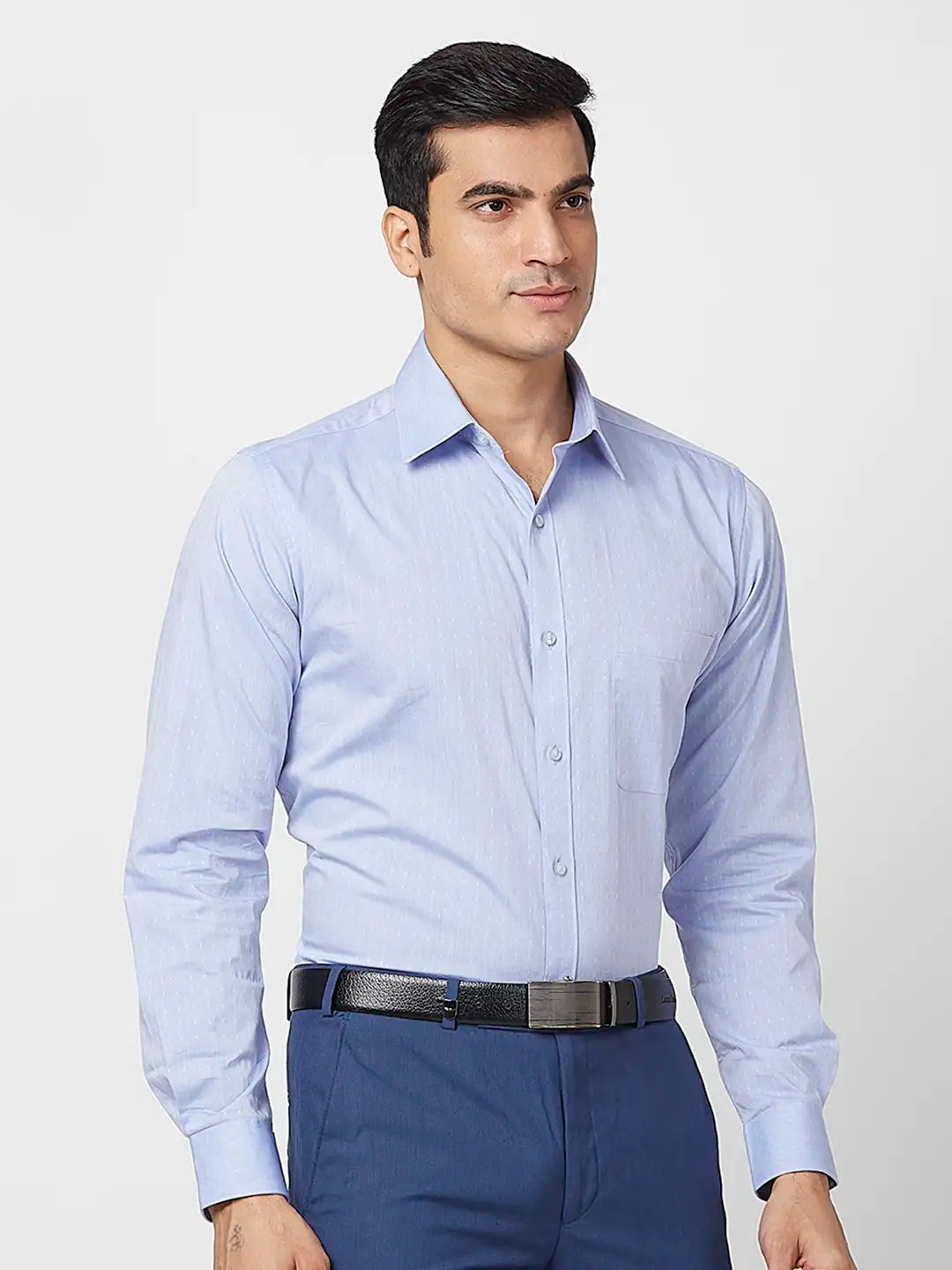 Raymond Men Blue Structure Slim Fit Cotton Shirt