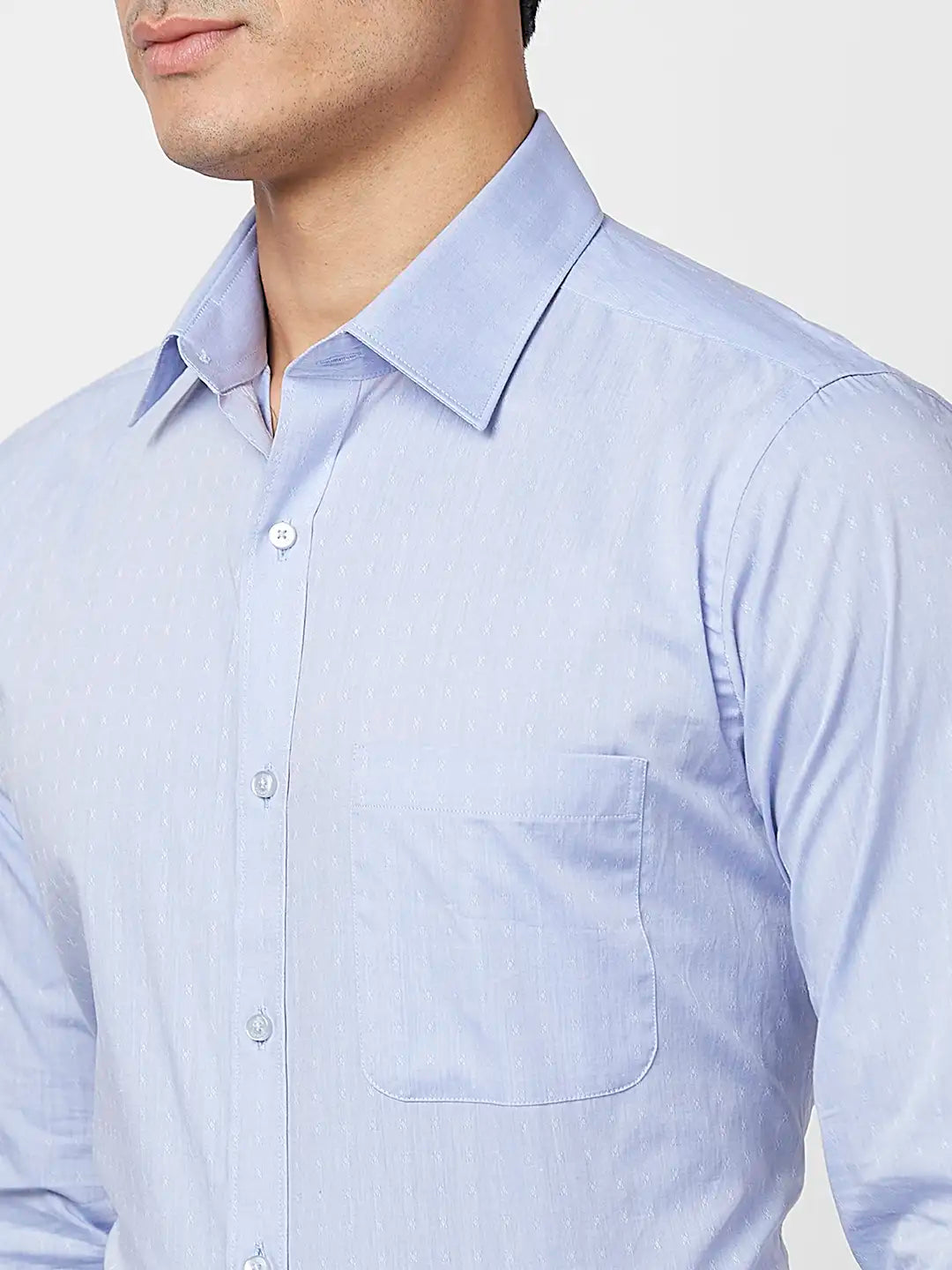 Raymond Men Blue Structure Slim Fit Cotton Shirt
