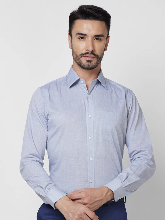 Raymond Men Blue Structure Regular Fit Cotton Shirt