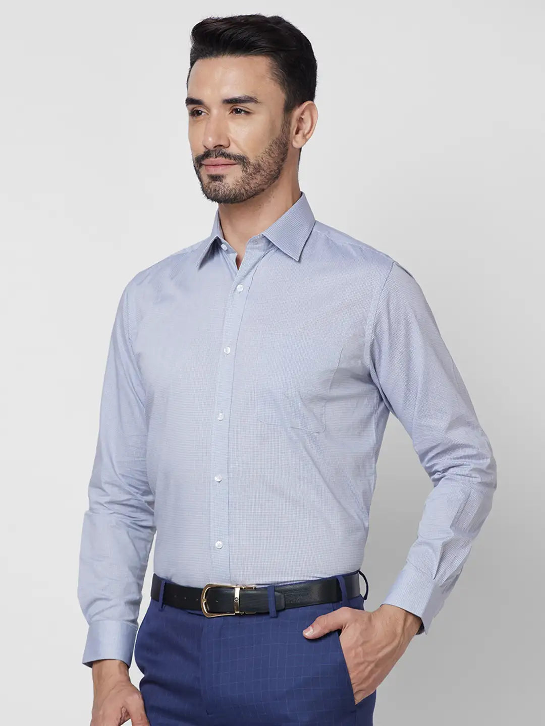 Raymond Men Blue Structure Regular Fit Cotton Shirt