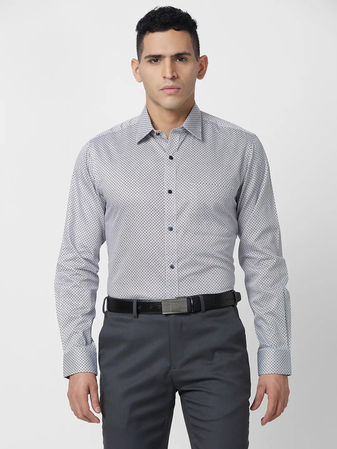Raymond Men Fawn Structure Regular Fit Cotton Shirt