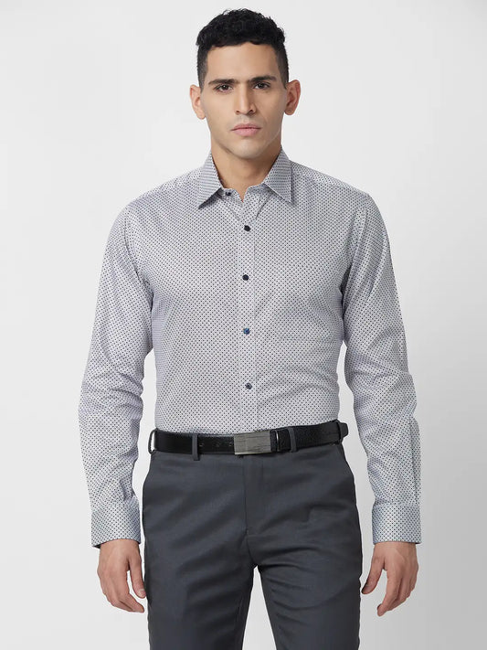 Raymond Men Fawn Structure Regular Fit Cotton Shirt