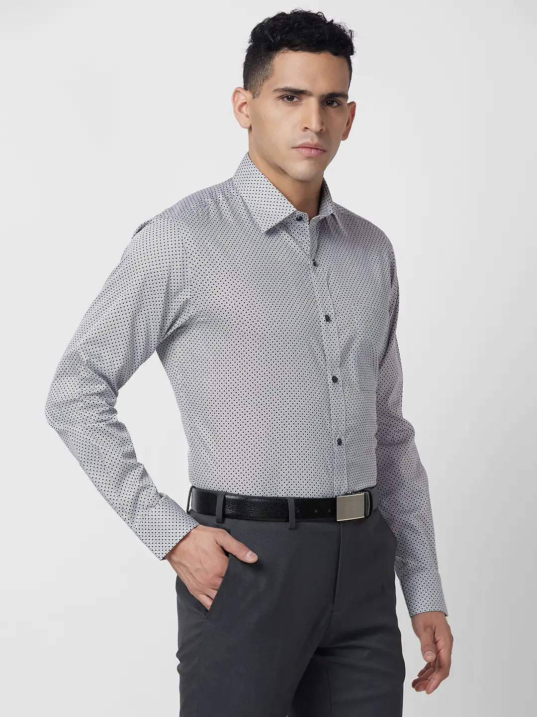 Raymond Men Fawn Structure Regular Fit Cotton Shirt