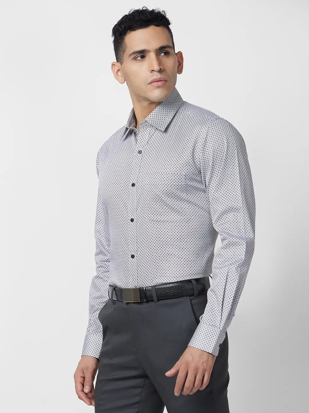 Raymond Men Fawn Structure Regular Fit Cotton Shirt