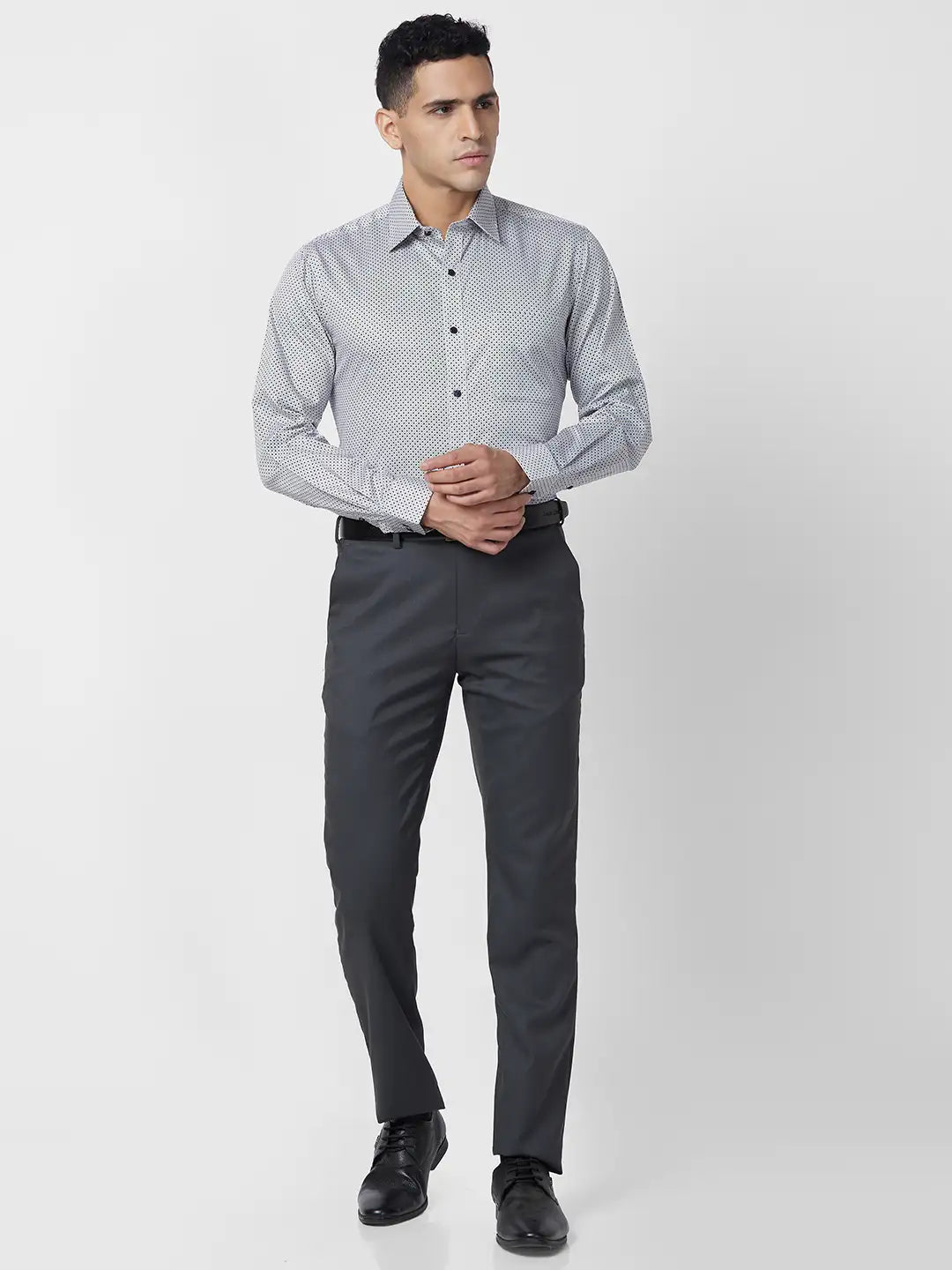 Raymond Men Fawn Structure Regular Fit Cotton Shirt