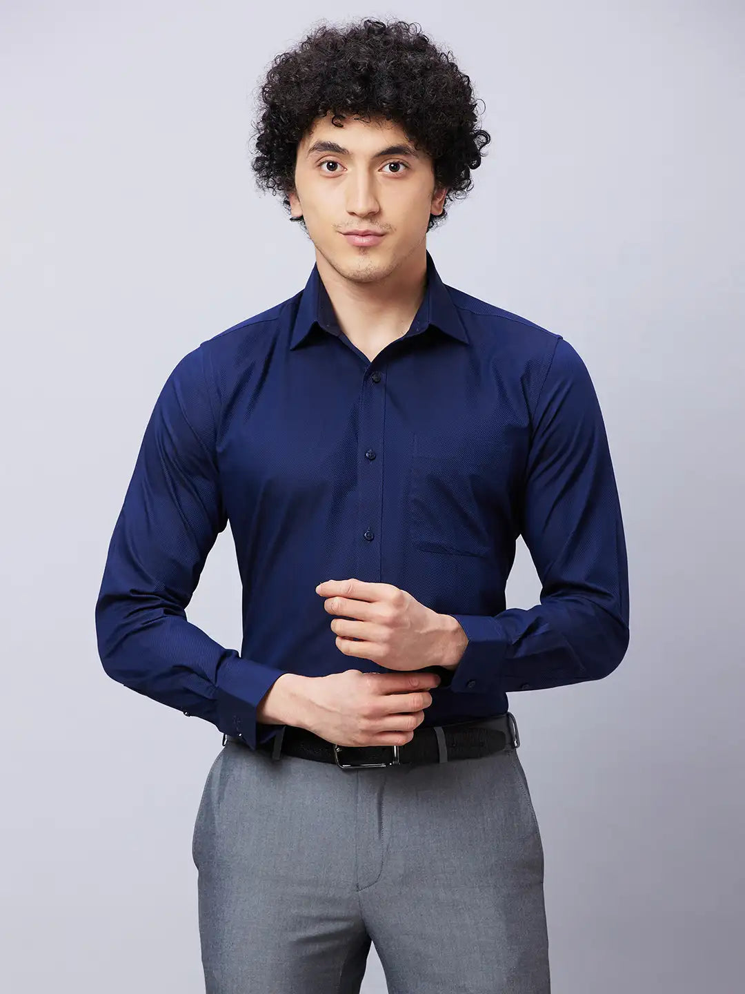 Raymond Men Black Structure Regular Fit Cotton Shirts