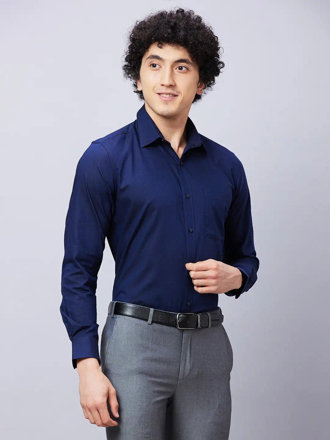 Raymond Men Black Structure Regular Fit Cotton Shirts