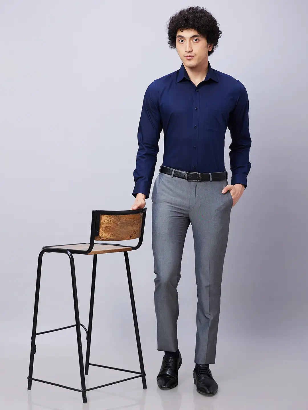 Raymond Men Black Structure Regular Fit Cotton Shirts