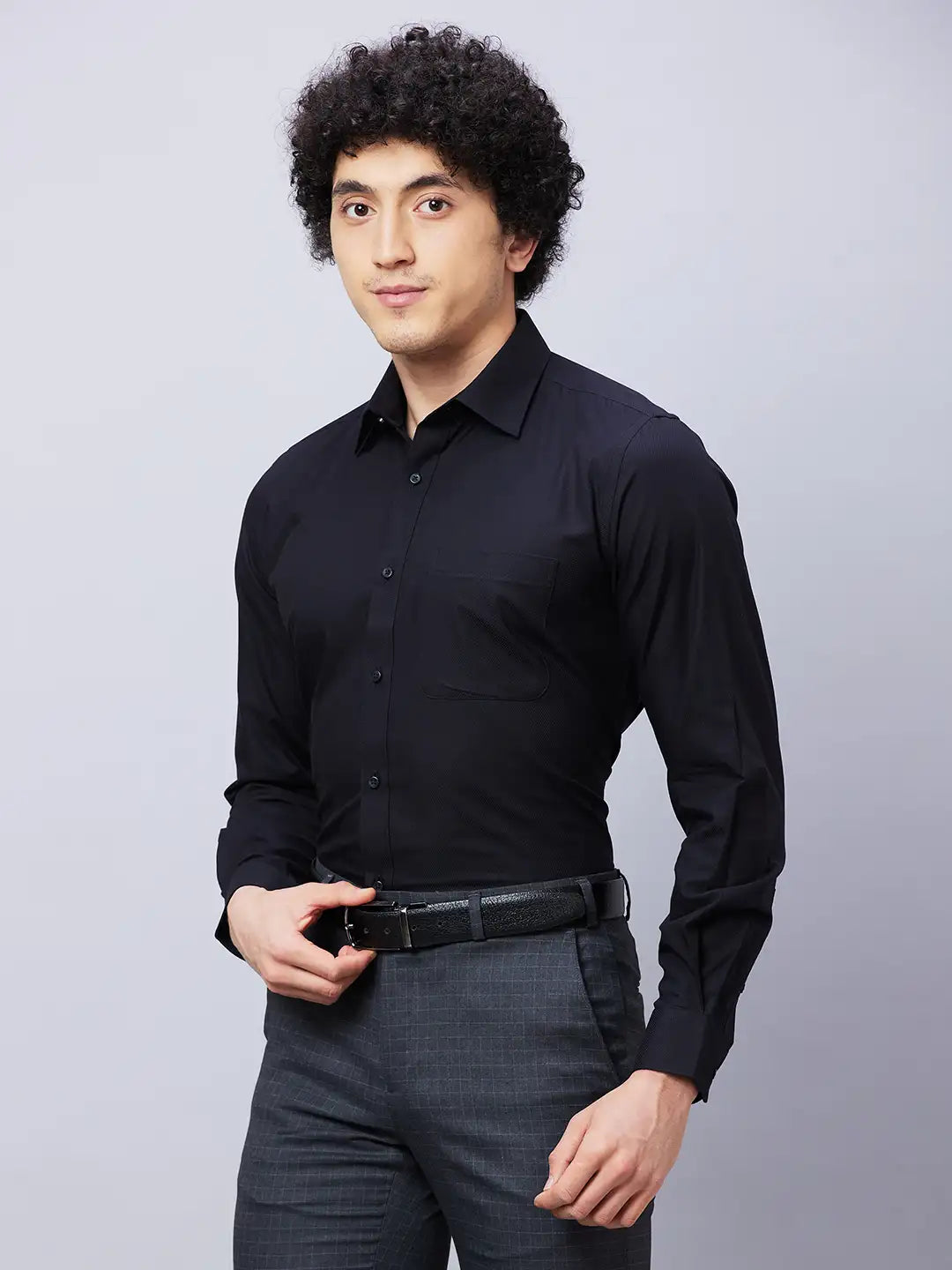 Raymond Men Maroon Structure Slim Fit Cotton Shirts