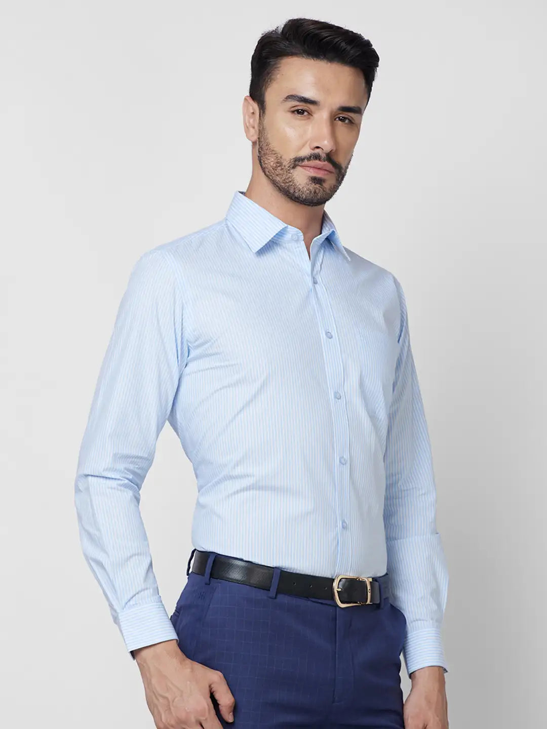 Raymond Men Violet Structure Regular Fit Cotton Shirt