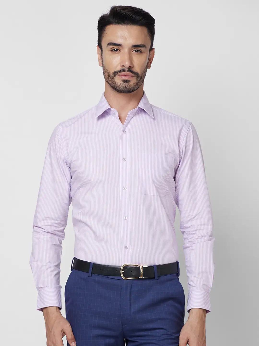 Raymond Men Brown Solid Contemporary Fit Cotton Shirt