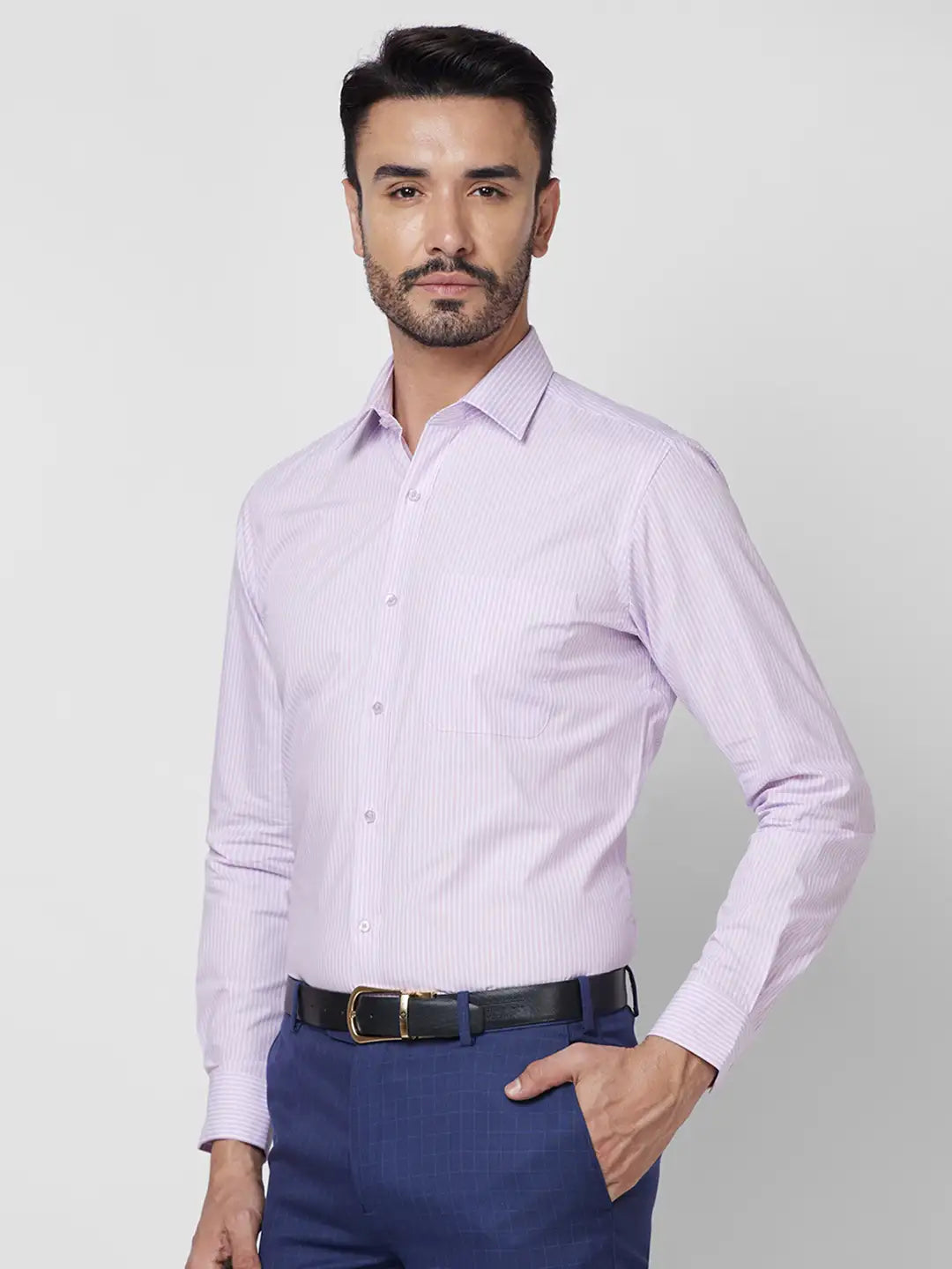 Raymond Men Brown Solid Contemporary Fit Cotton Shirt