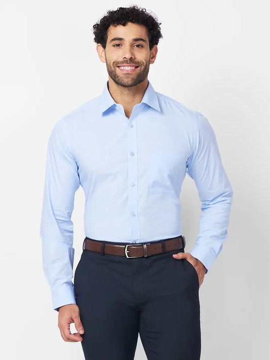 Raymond Men Green Structure Slim Fit Cotton Shirt