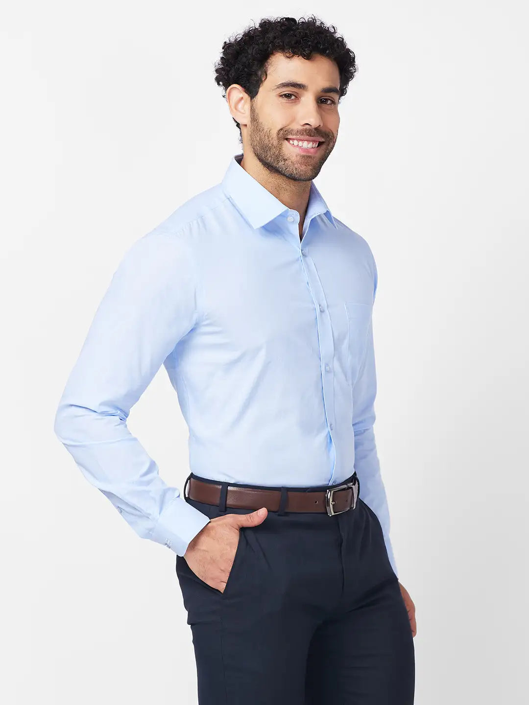 Raymond Men Green Structure Slim Fit Cotton Shirt