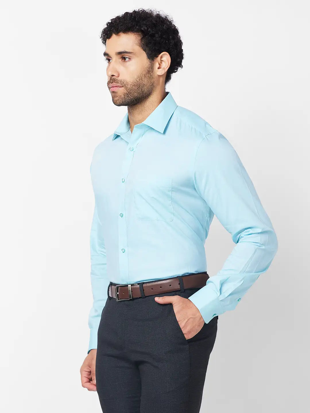 Raymond Men Yellow Structure Regular Fit Cotton Shirt