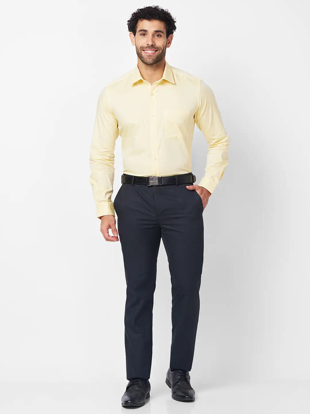 Raymond Men Blue Structure Regular Fit Cotton Shirt