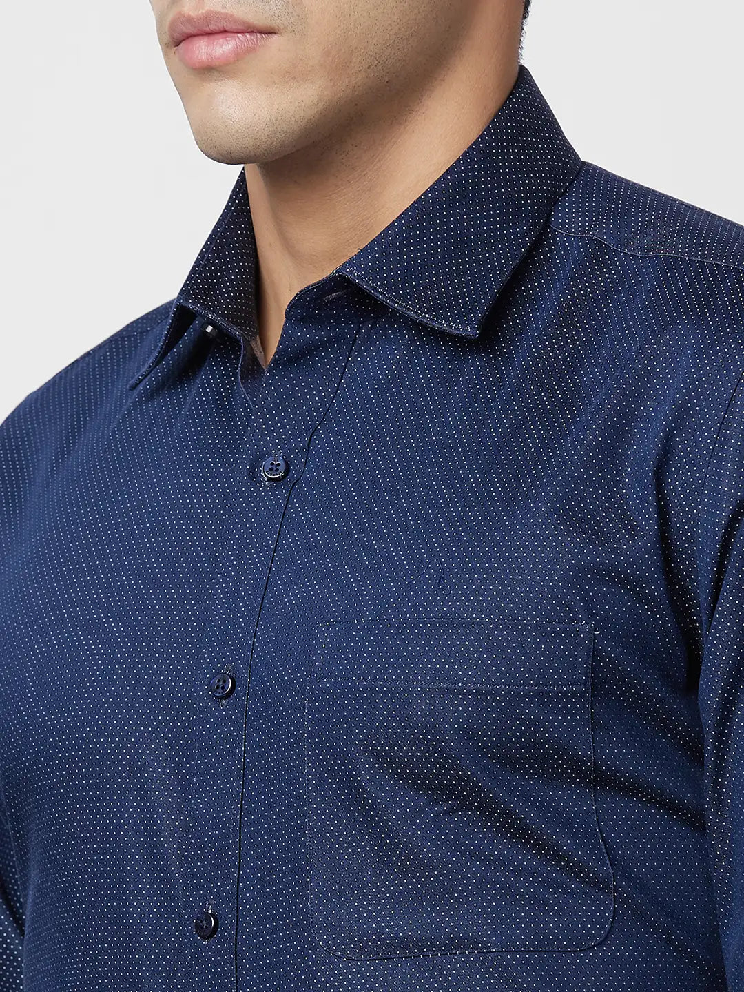 Raymond Men Blue Structure Slim Fit Cotton Shirt