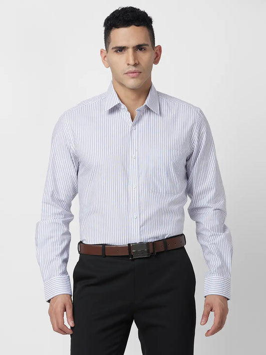 Raymond Men Blue Print Slim Fit Cotton Shirt