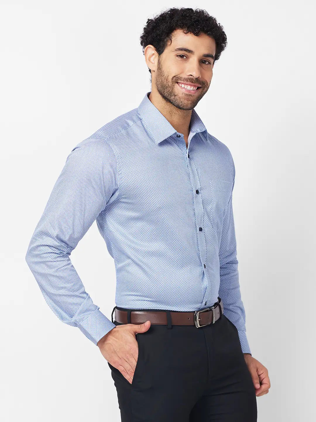 Raymond Men Blue Print Slim Fit Cotton Shirt