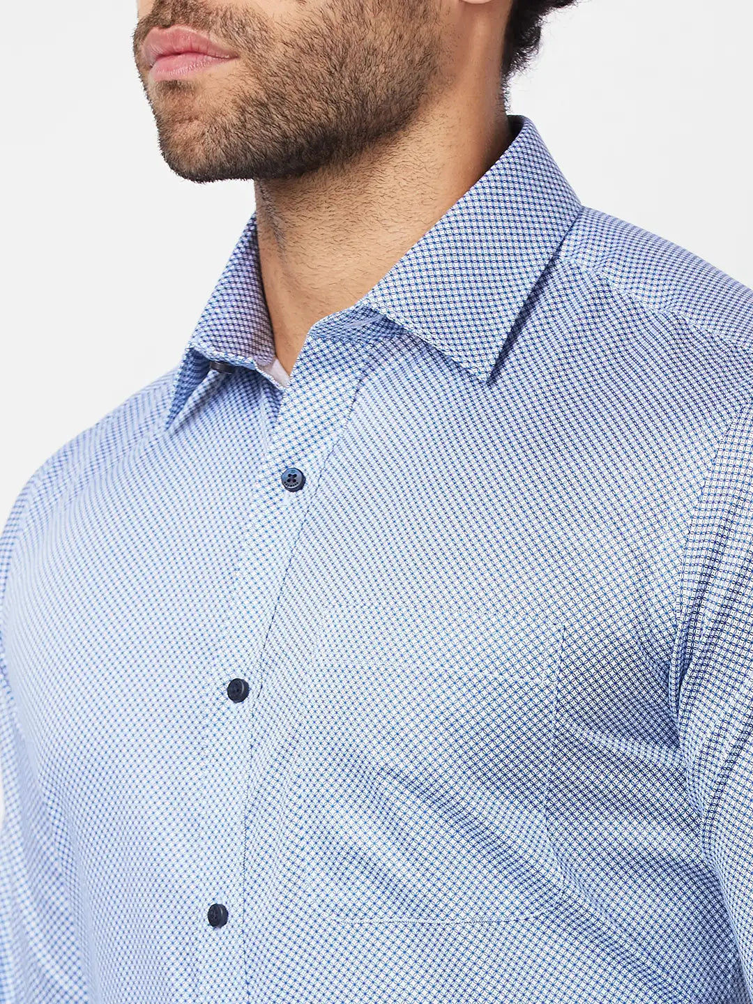 Raymond Men Blue Print Slim Fit Cotton Shirt