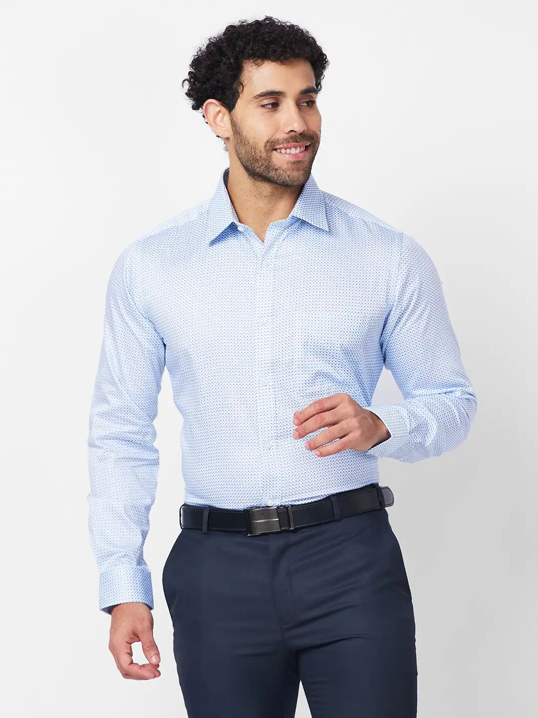Raymond Men Blue Print Slim Fit Cotton Shirt