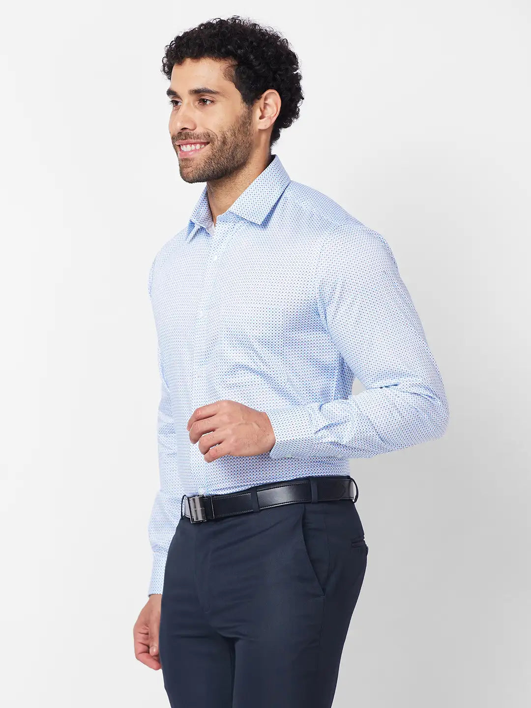 Raymond Men Blue Print Slim Fit Cotton Shirt