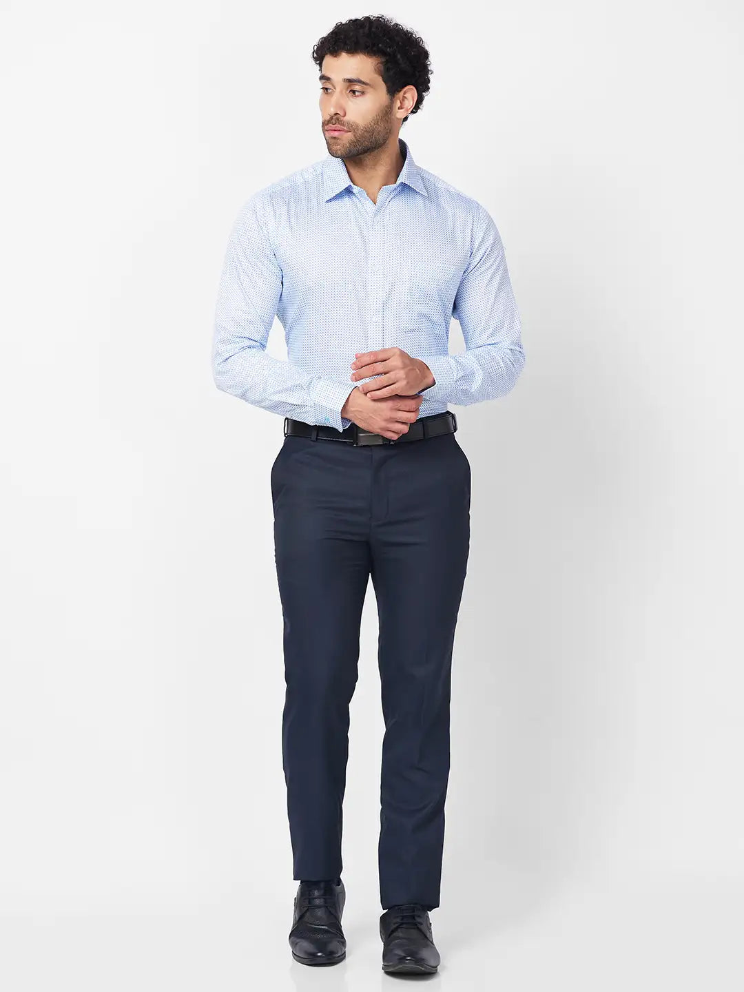 Raymond Men Blue Print Slim Fit Cotton Shirt
