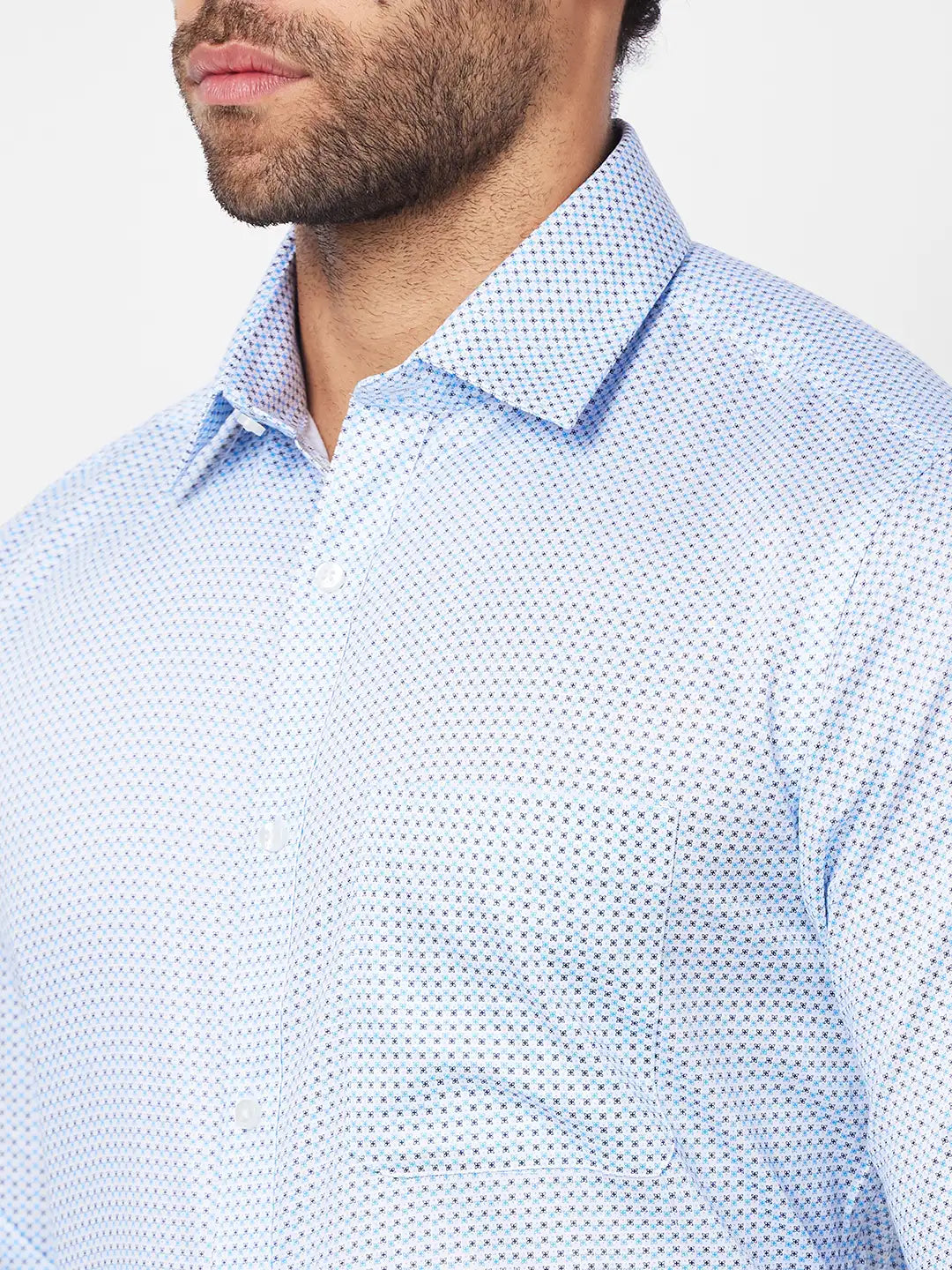 Raymond Men Blue Print Slim Fit Cotton Shirt