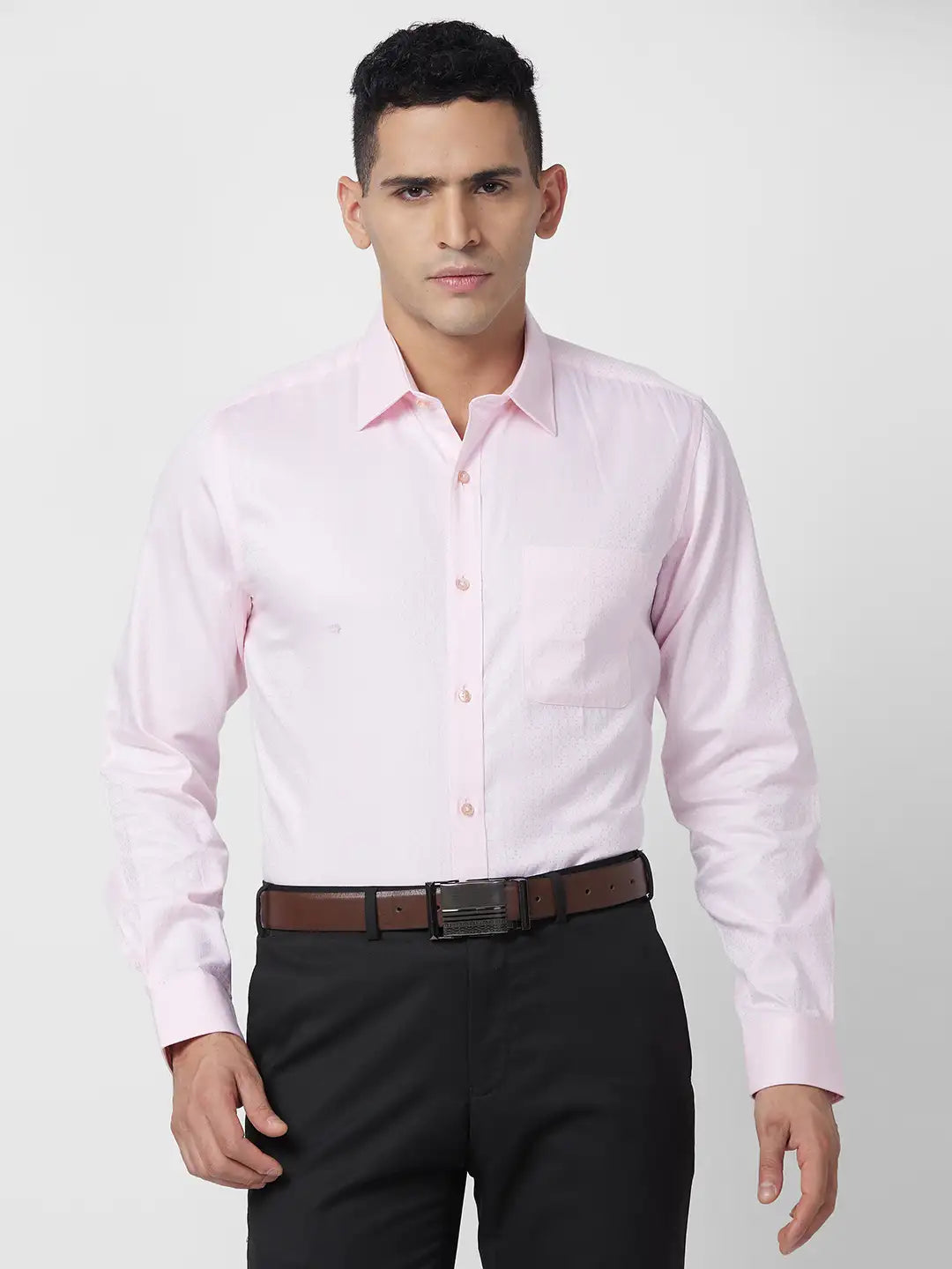 Raymond Men Blue Solid Regular Fit Cotton Shirt