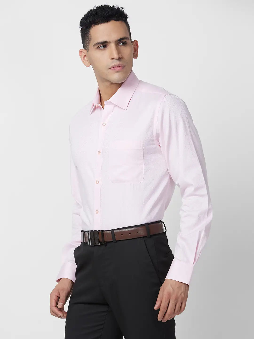 Raymond Men Blue Solid Regular Fit Cotton Shirt