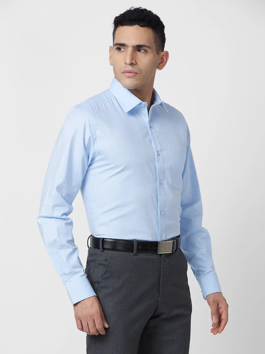 Raymond Men Grey Structure Regular Fit Cotton Shirt