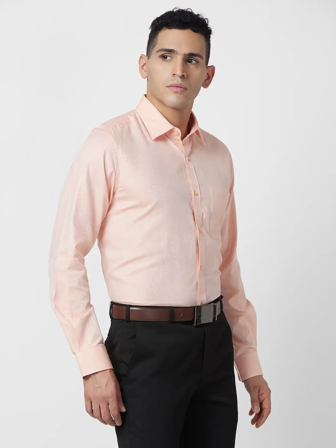 Raymond Men Fawn Solid Slim Fit Cotton Shirt
