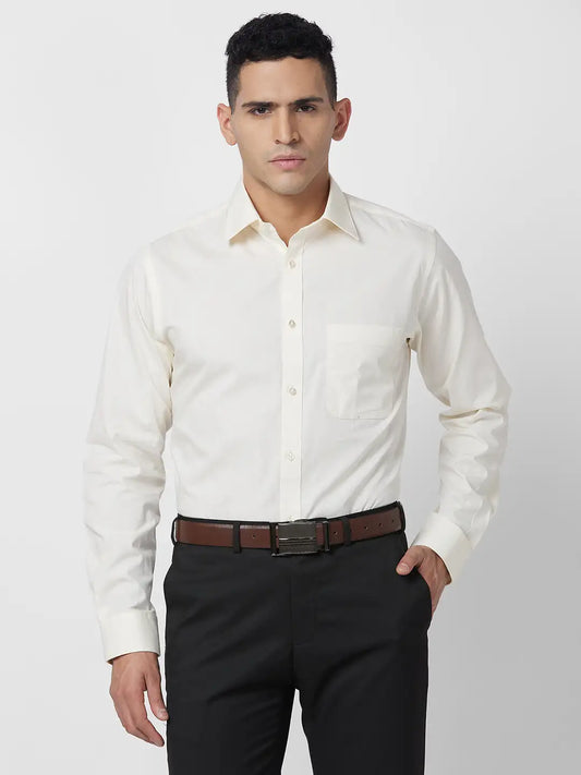 Raymond Men Black Solid Slim Fit Cotton Shirt