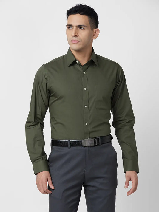Raymond Men Blue Solid Slim Fit Cotton Shirt